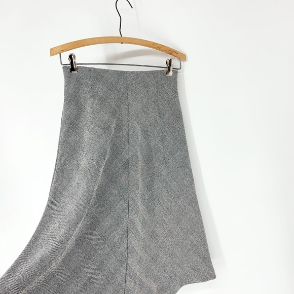 H&M Skirts Hm Skirt Grey Plaid Houndstooth A Line Midi 9s High Rise
